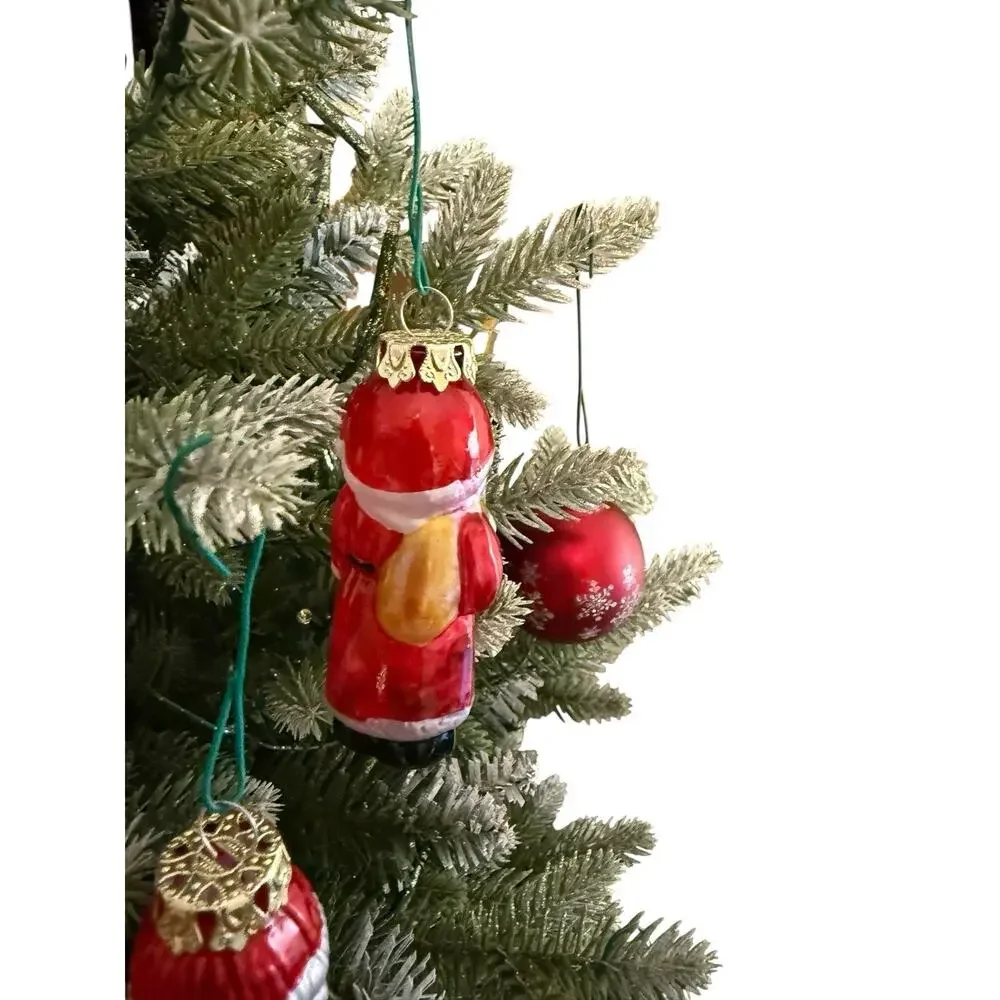 Vtg Silvestri Set Of 4‎ Glass Christmas Ornament Santa Snowman Angel Nutcracker